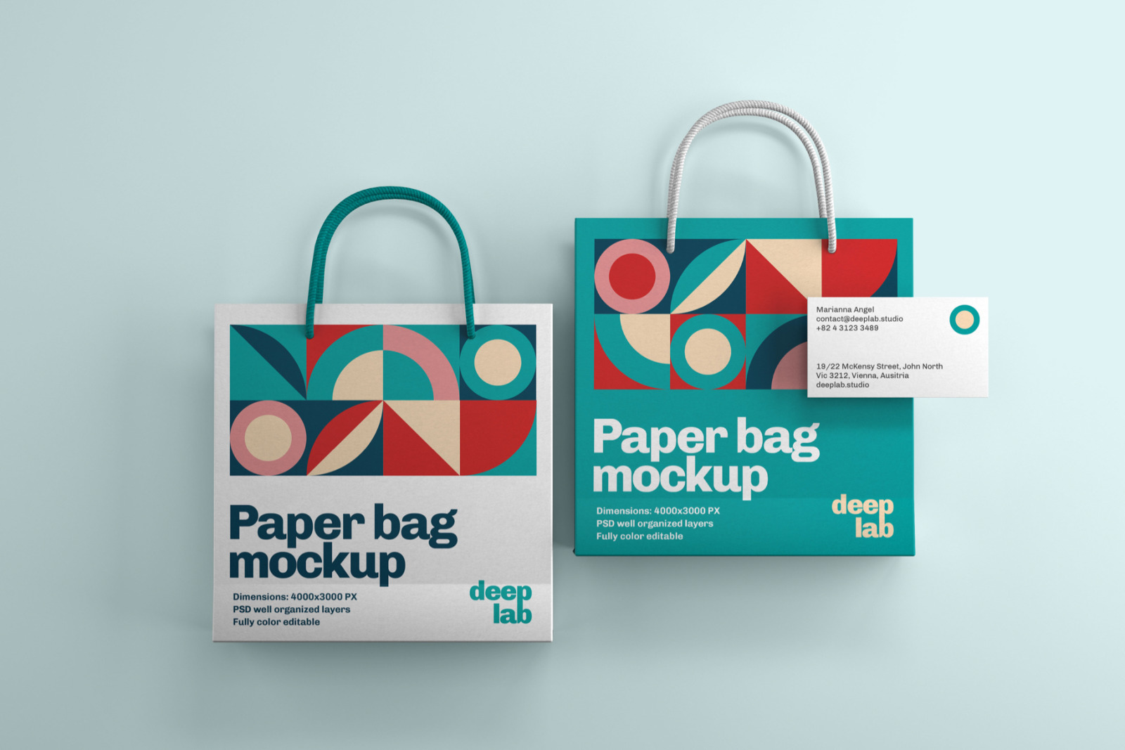 Paper Bag &amp; Business Card Branding Mockup Set