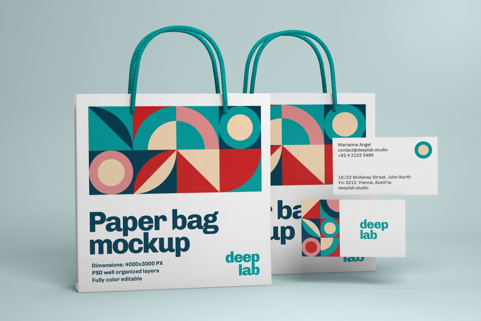 Paper Bag &amp; Business Card Branding Mockup Set