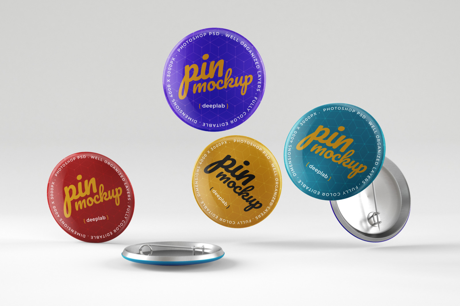 Glossy Button Pin Mockup Set