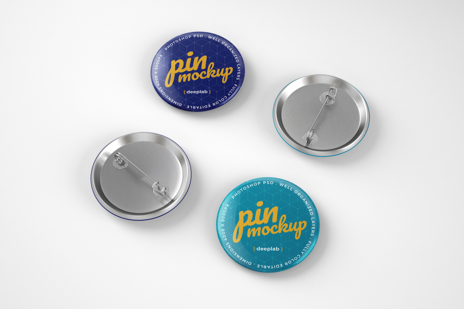 Glossy Button Pin Mockup Set