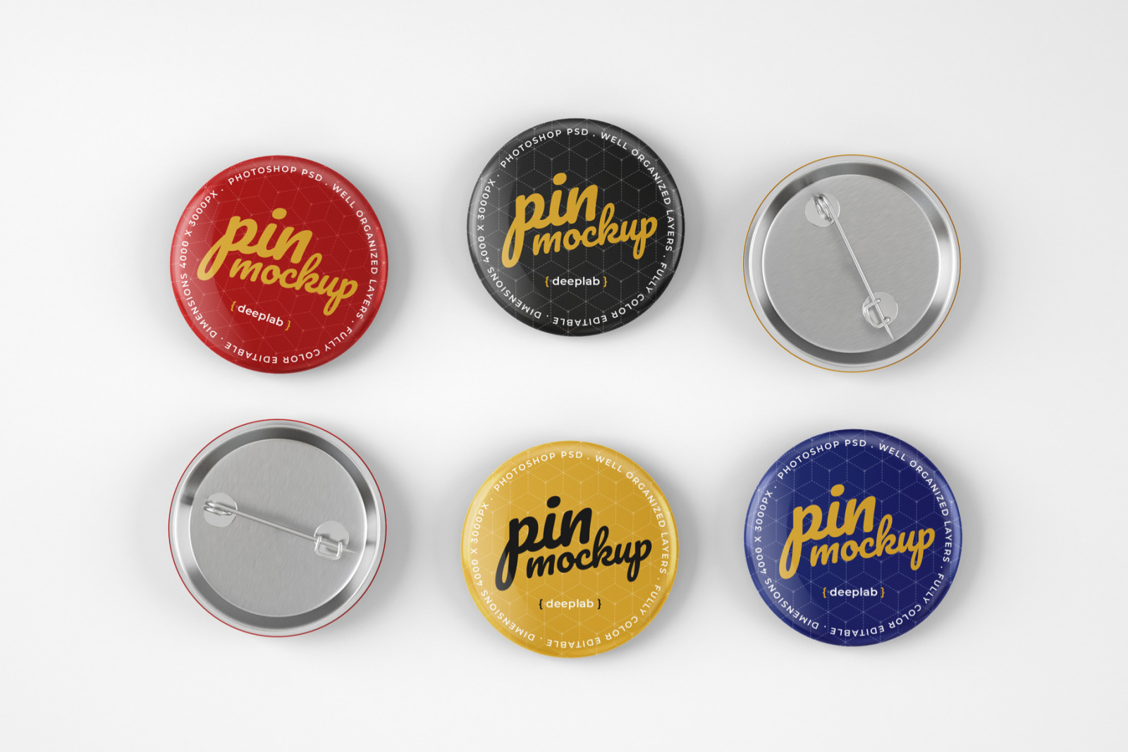 Glossy Button Pin Mockup Set