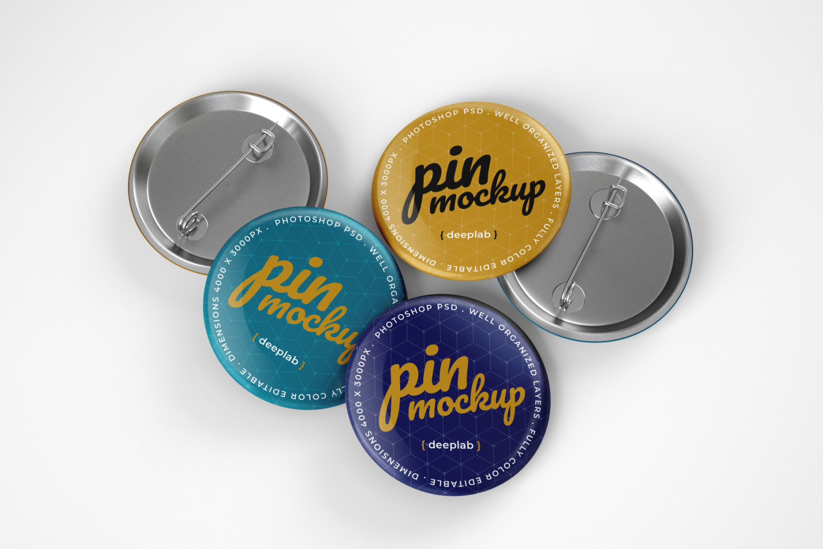 Glossy Button Pin Mockup Set