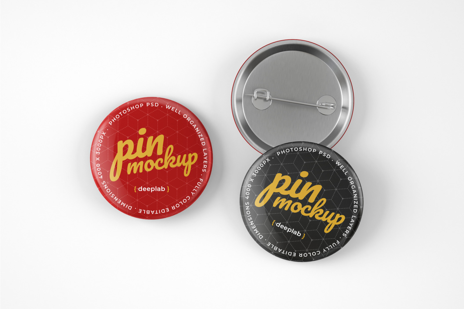 Glossy Button Pin Mockup Set