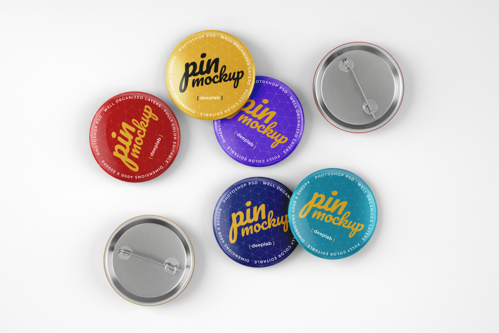 Glossy Button Pin Mockup Set