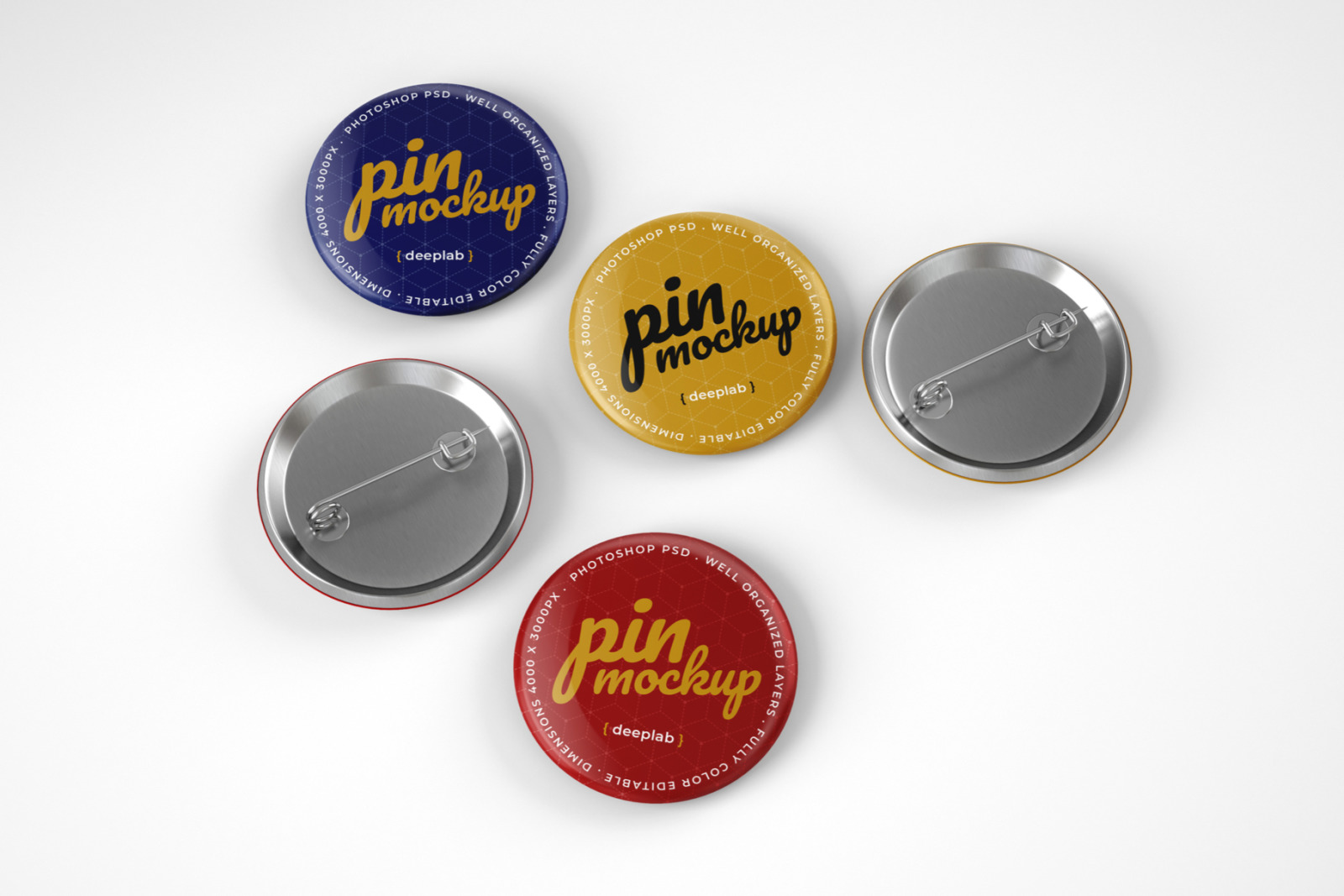 Glossy Button Pin Mockup Set