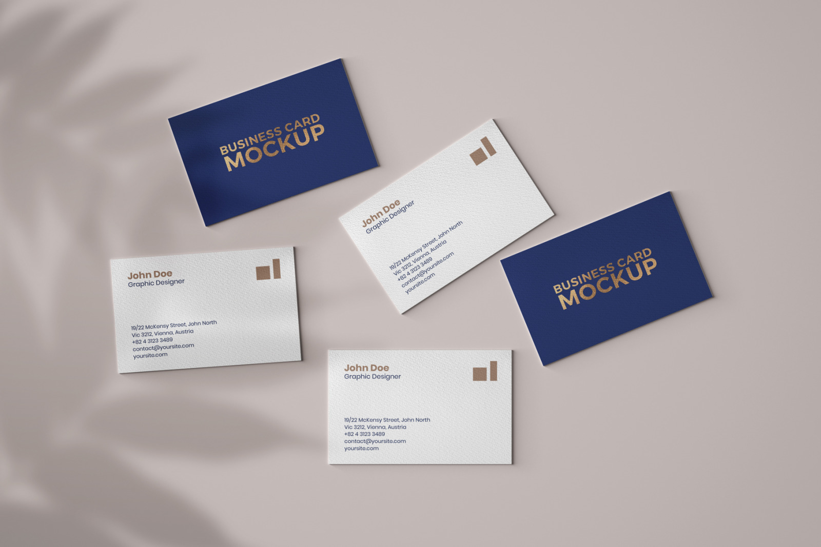 Business Card Mockup Set With Overlay Shadow