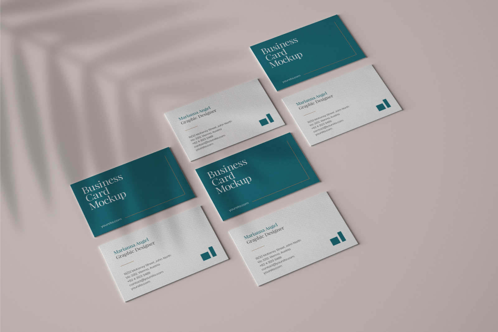 Business Card Mockup Set With Overlay Shadow