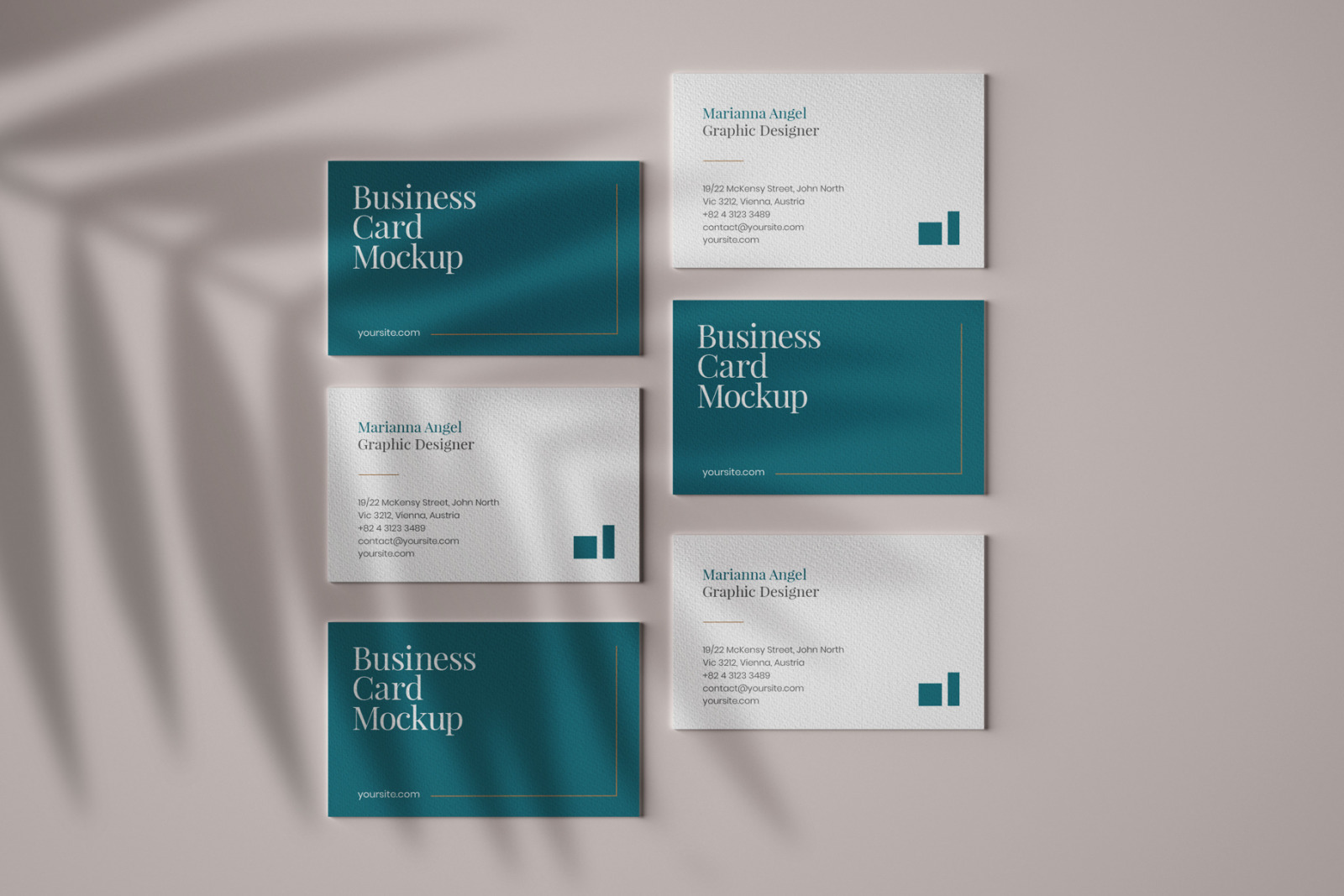 Business Card Mockup Set With Overlay Shadow