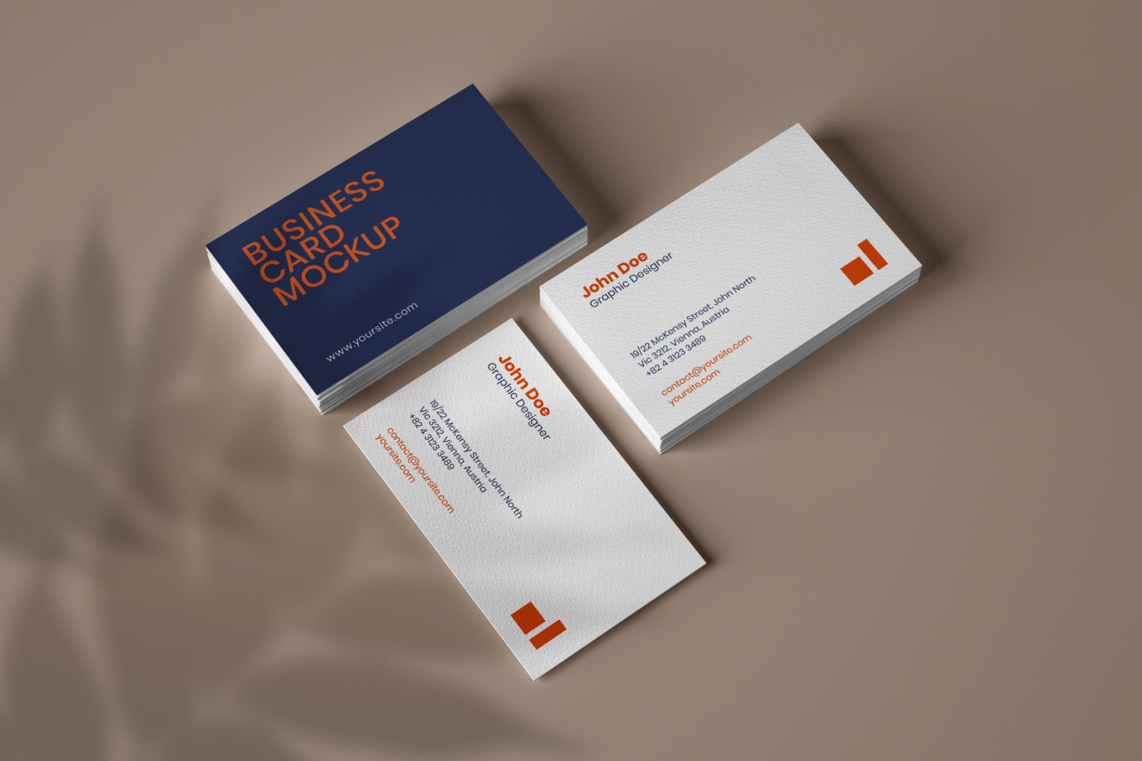 Business Card Mockup Set With Overlay Shadow