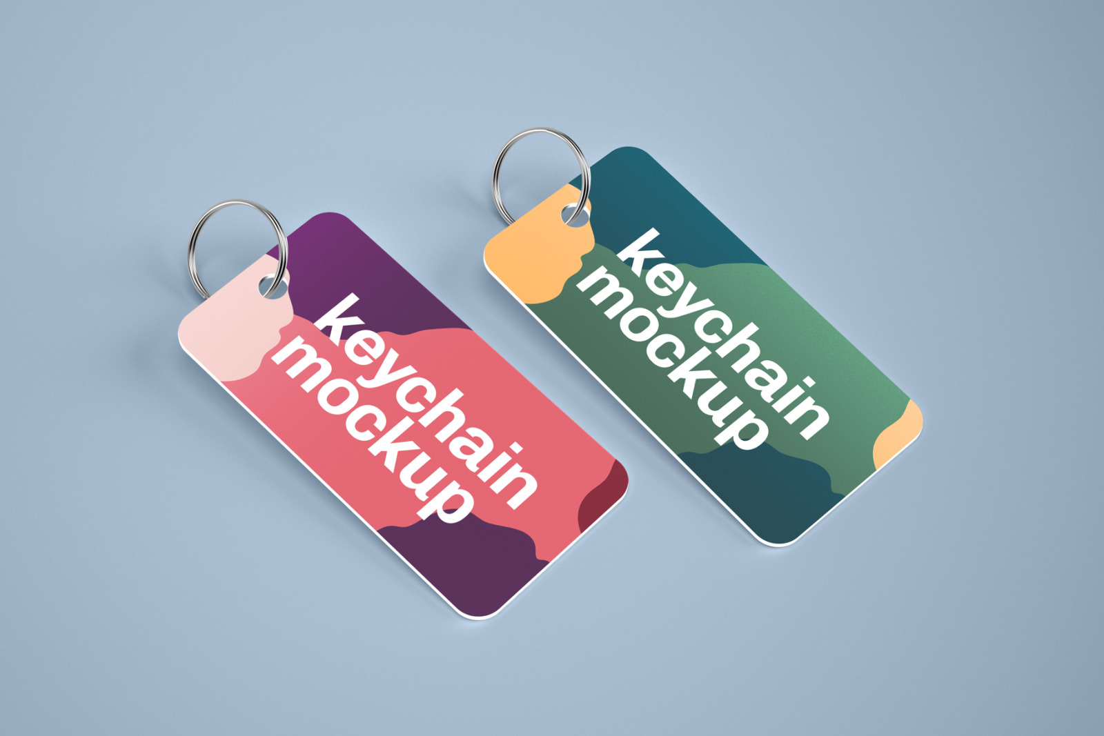 Silver & Card Keychain Mockup Set Silver & Card Keychain Mockup Set