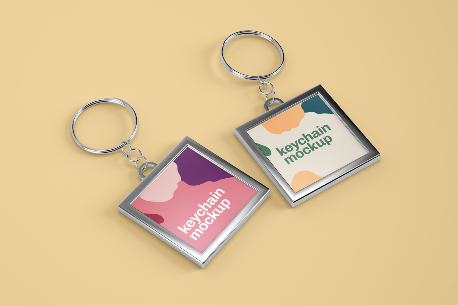 Silver & Card Keychain Mockup Set Silver & Card Keychain Mockup Set