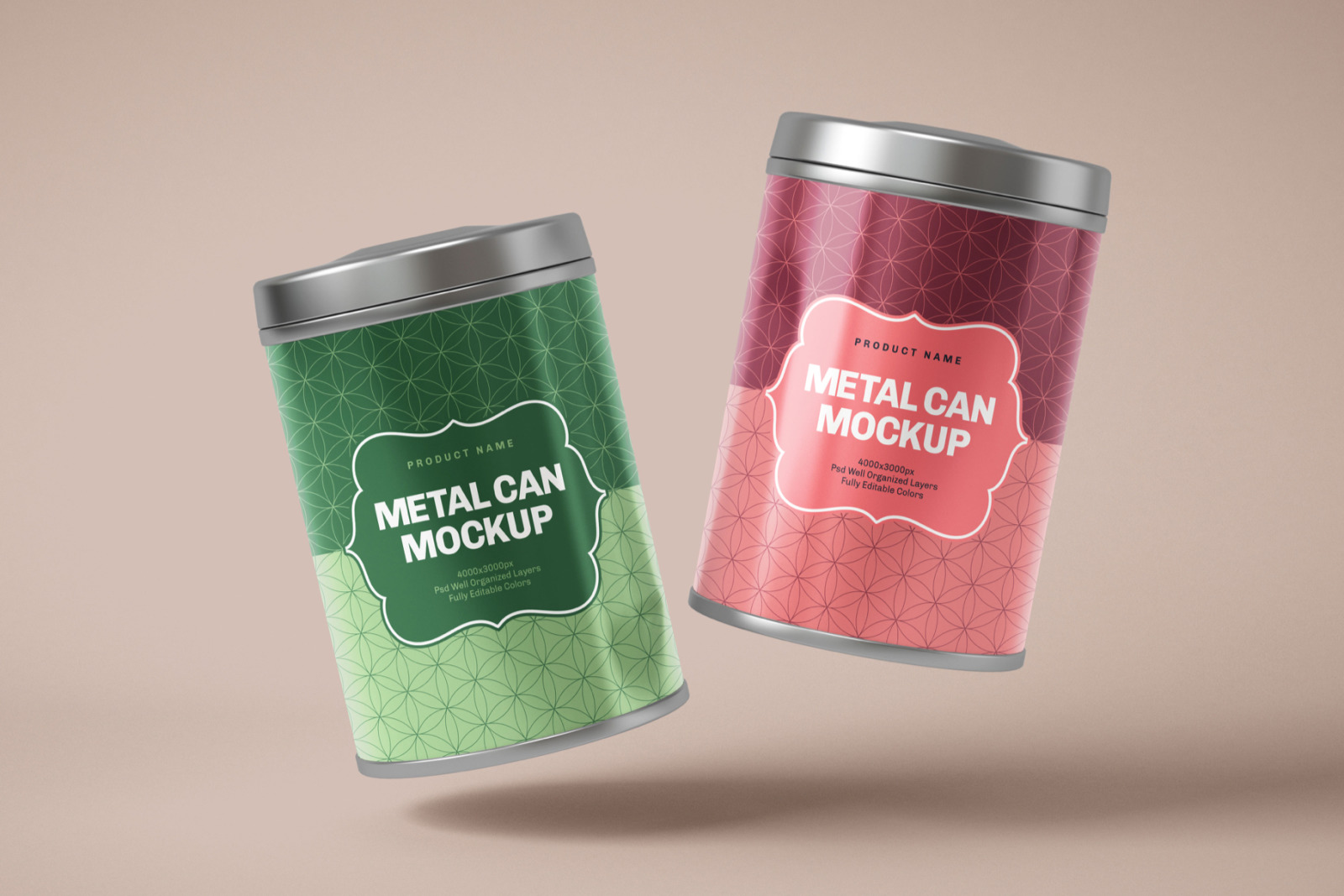 Glossy Round Tin Can Box Mockup Set