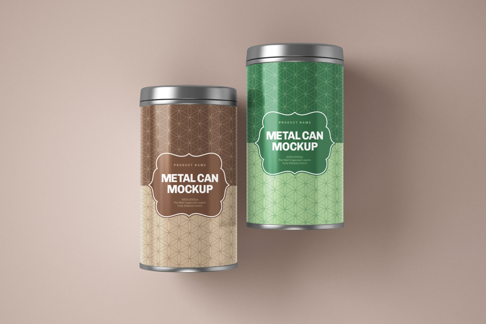 Glossy Round Tin Can Box Mockup Set