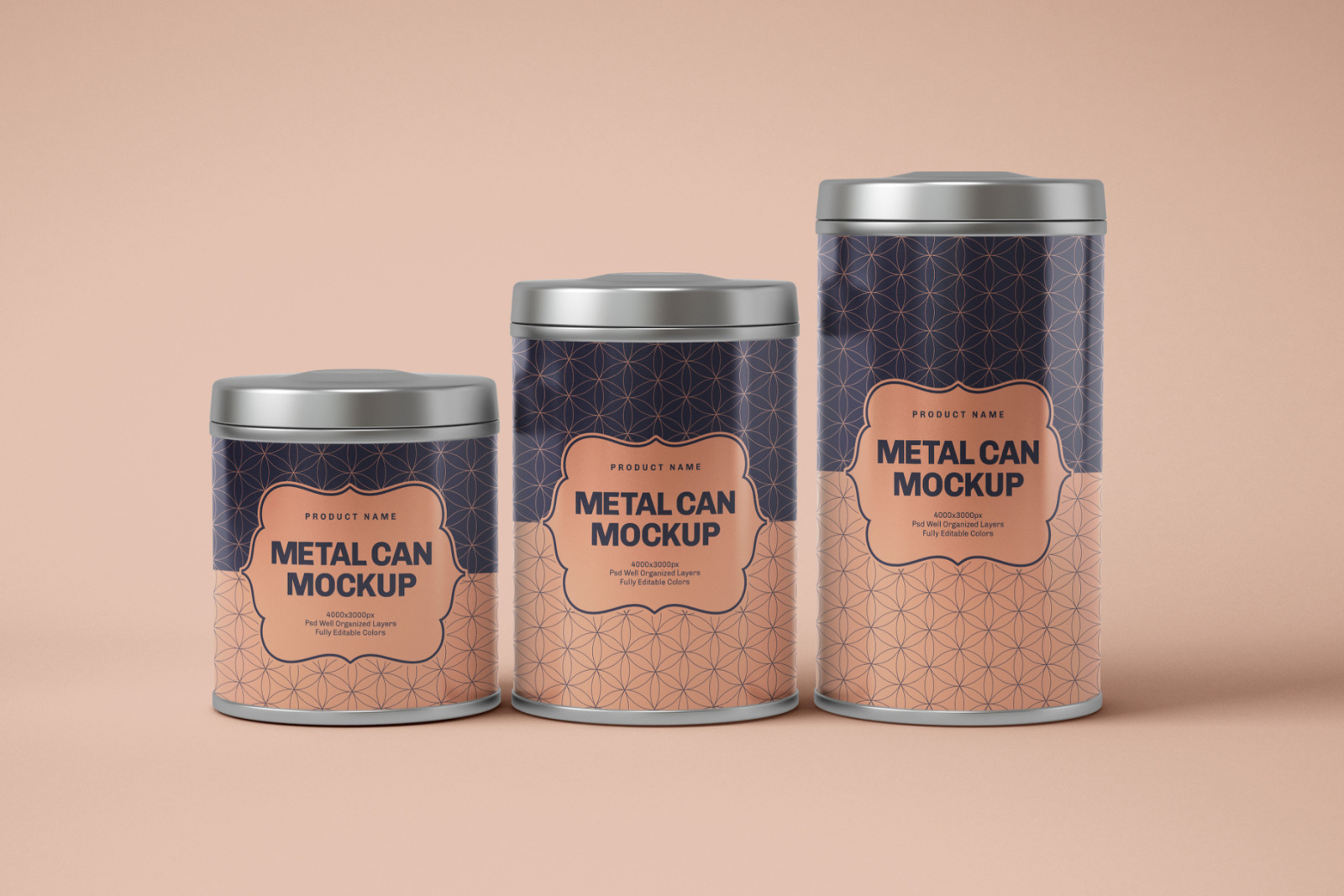 Glossy Round Tin Can Box Mockup Set