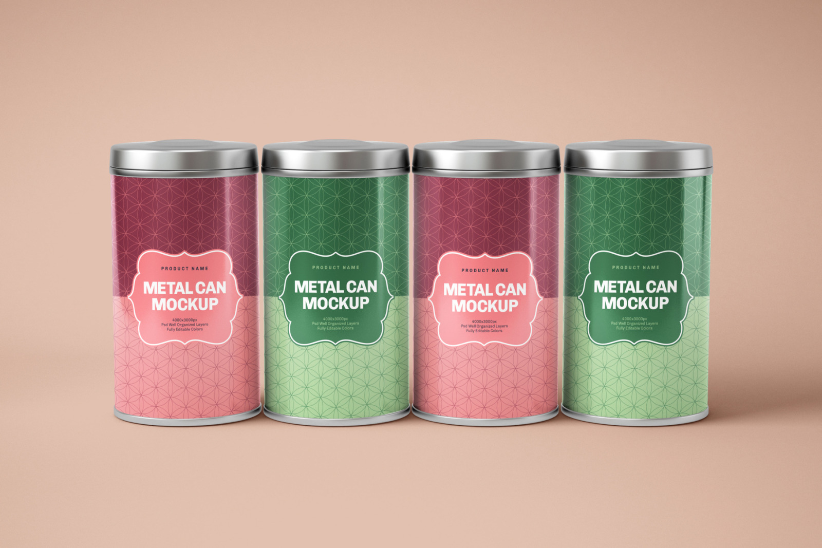 Glossy Round Tin Can Box Mockup Set