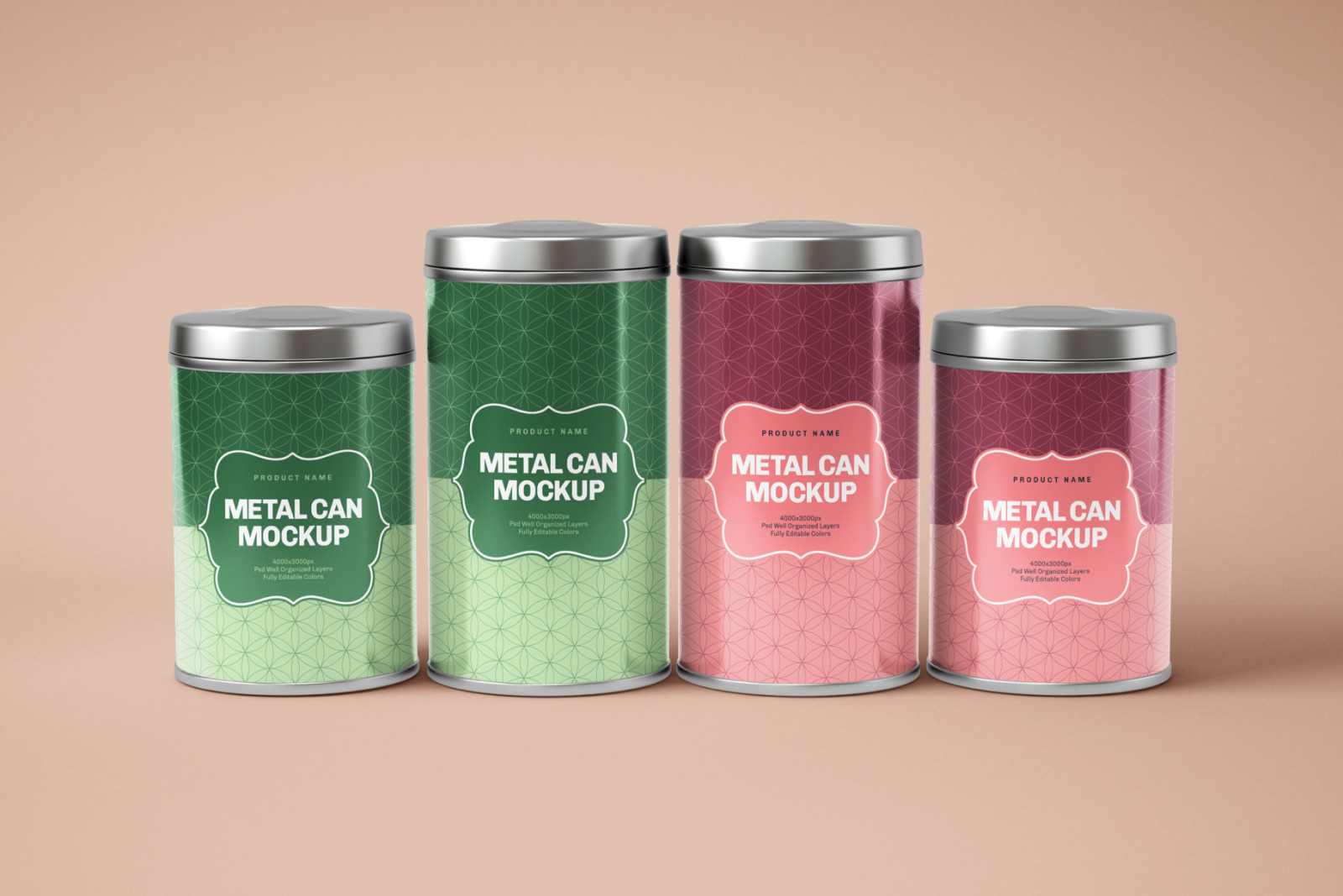 Glossy Round Tin Can Box Mockup Set