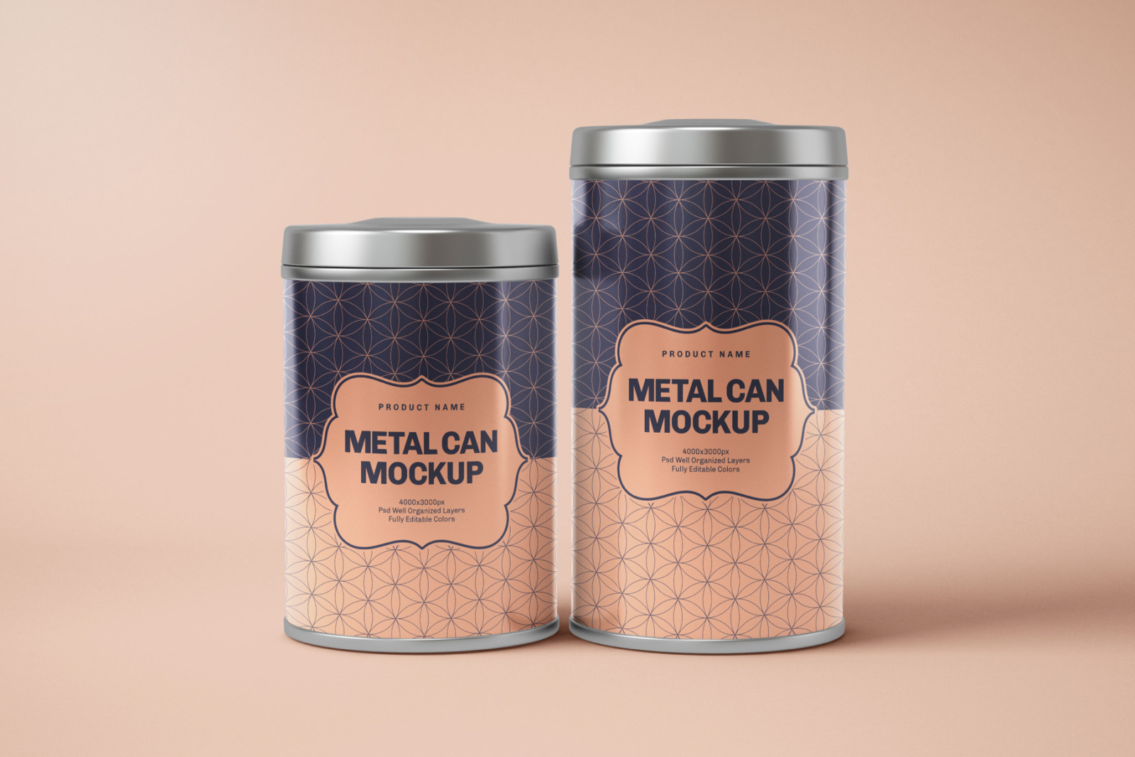 Glossy Round Tin Can Box Mockup Set