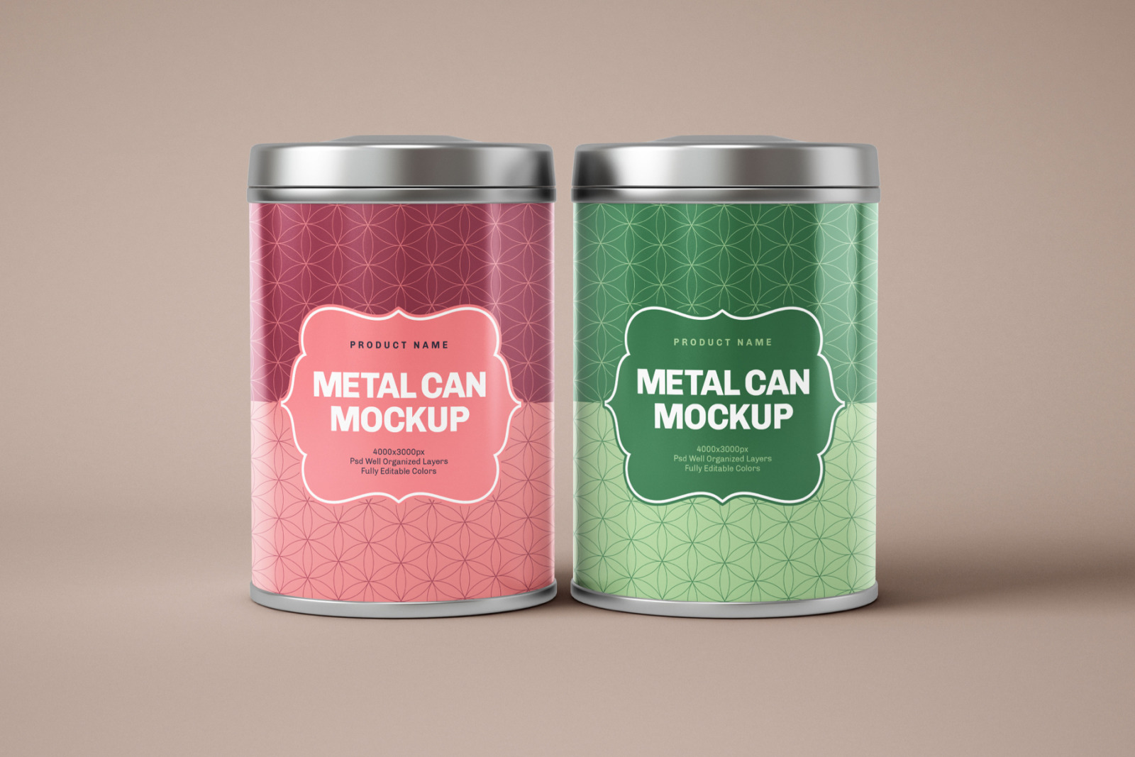 Glossy Round Tin Can Box Mockup Set