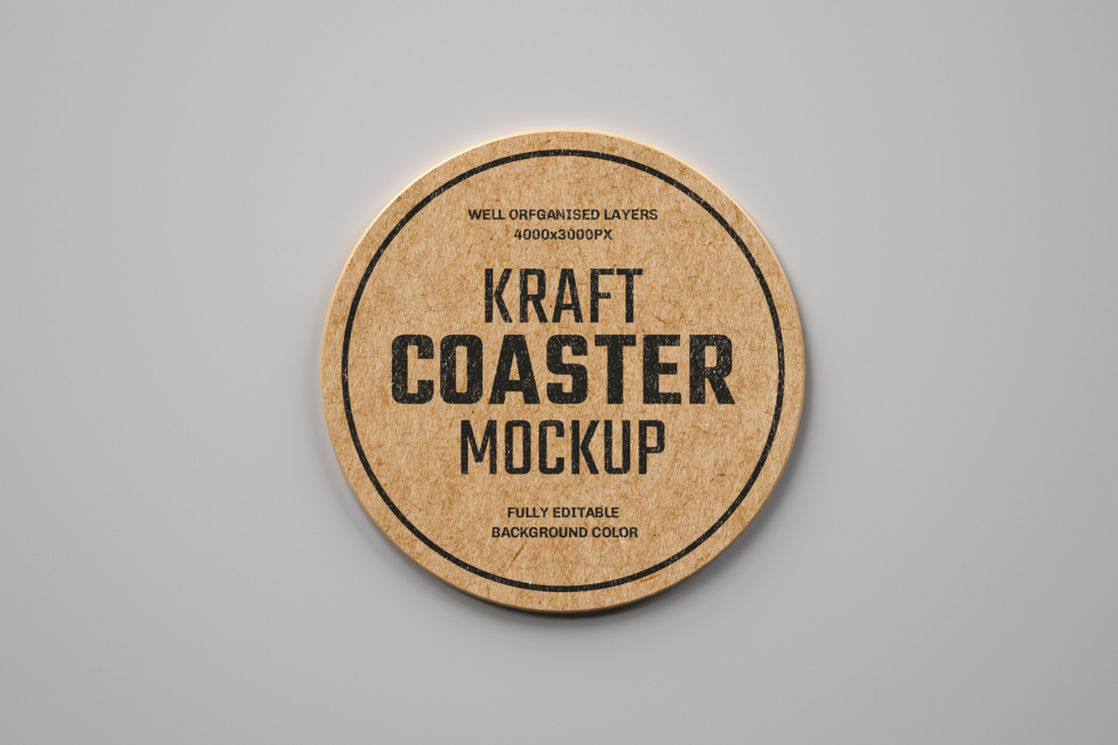 Kraft Beverage Coaster Mockup