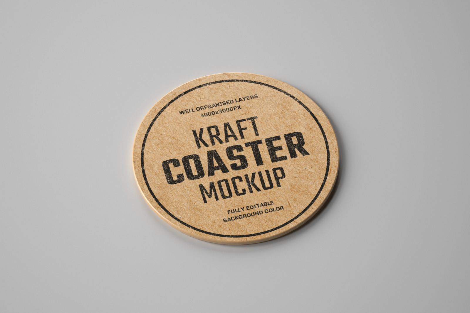 Kraft Beverage Coaster Mockup