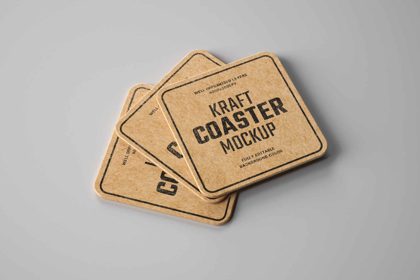 Kraft Beverage Coaster Mockup