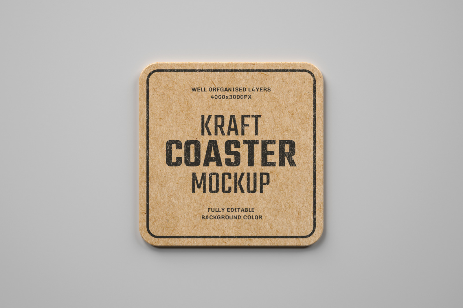 Kraft Beverage Coaster Mockup