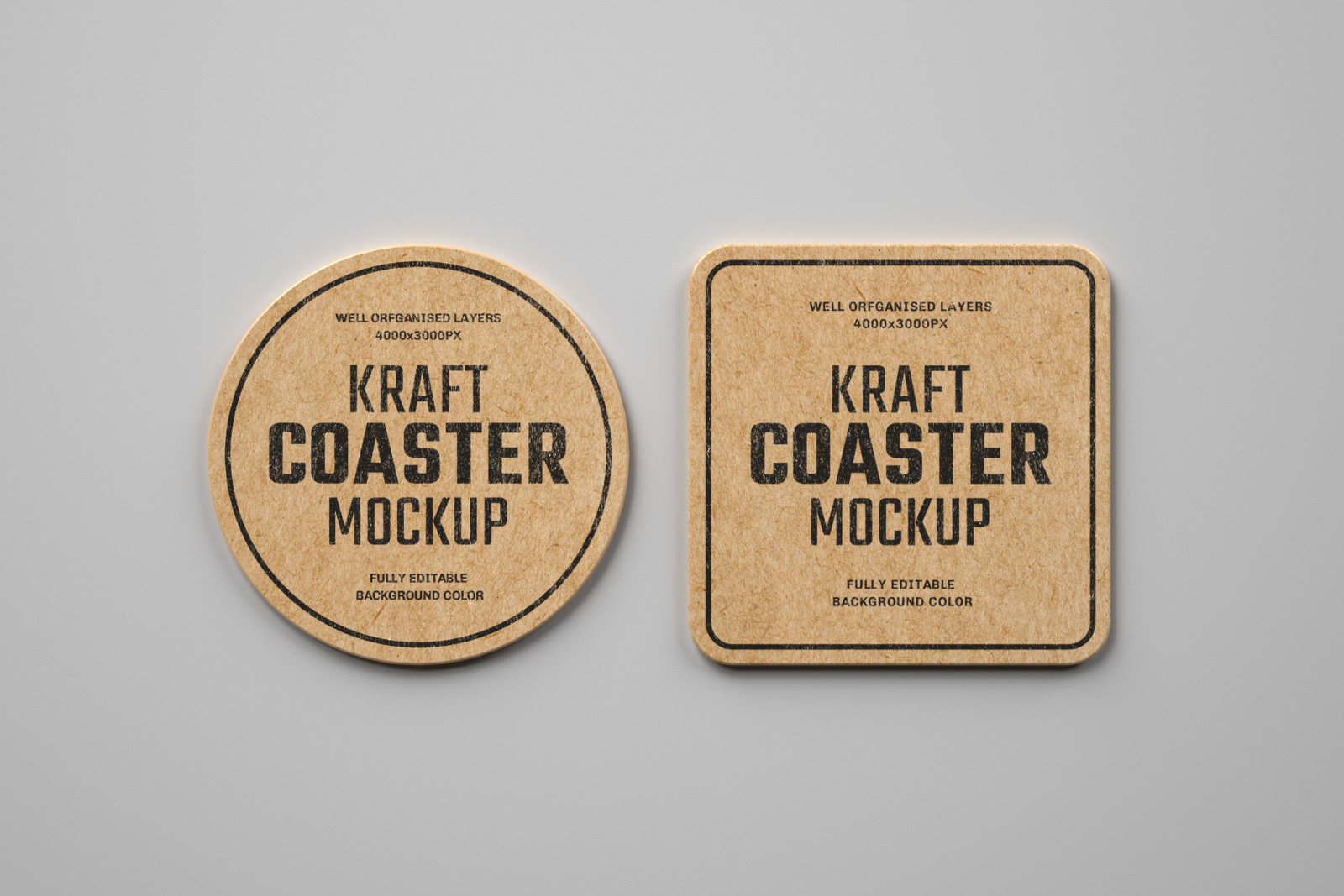 Kraft Beverage Coaster Mockup