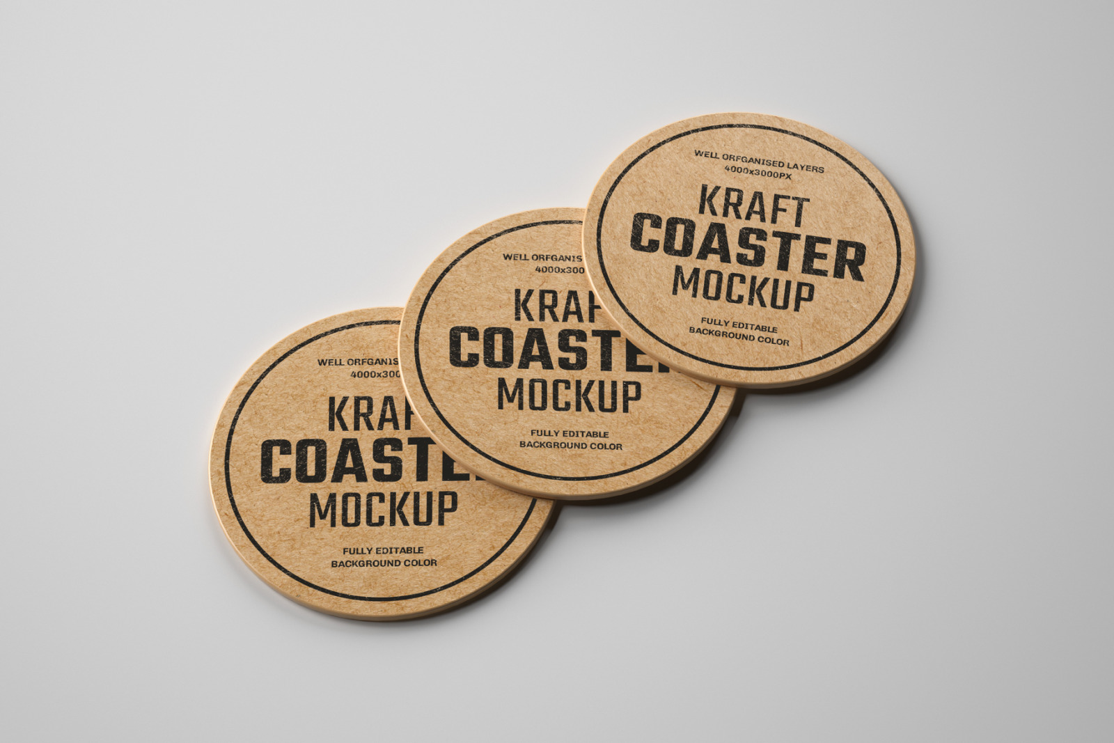 Kraft Beverage Coaster Mockup