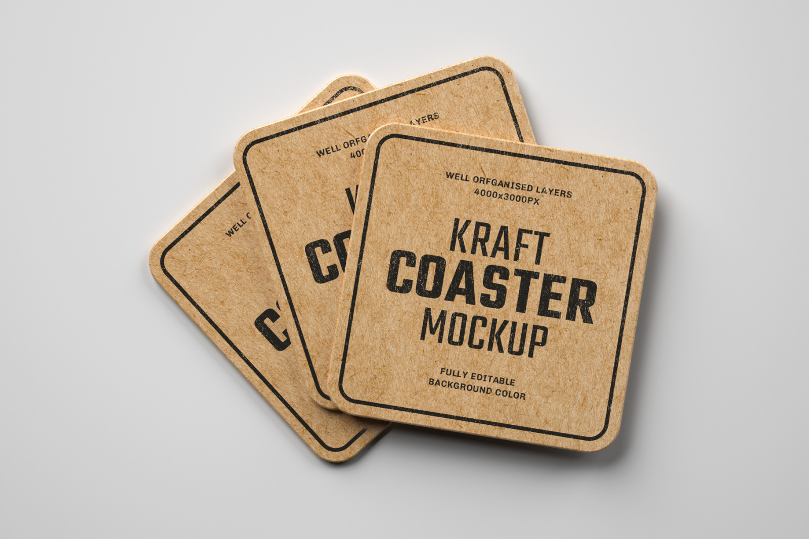 Kraft Beverage Coaster Mockup