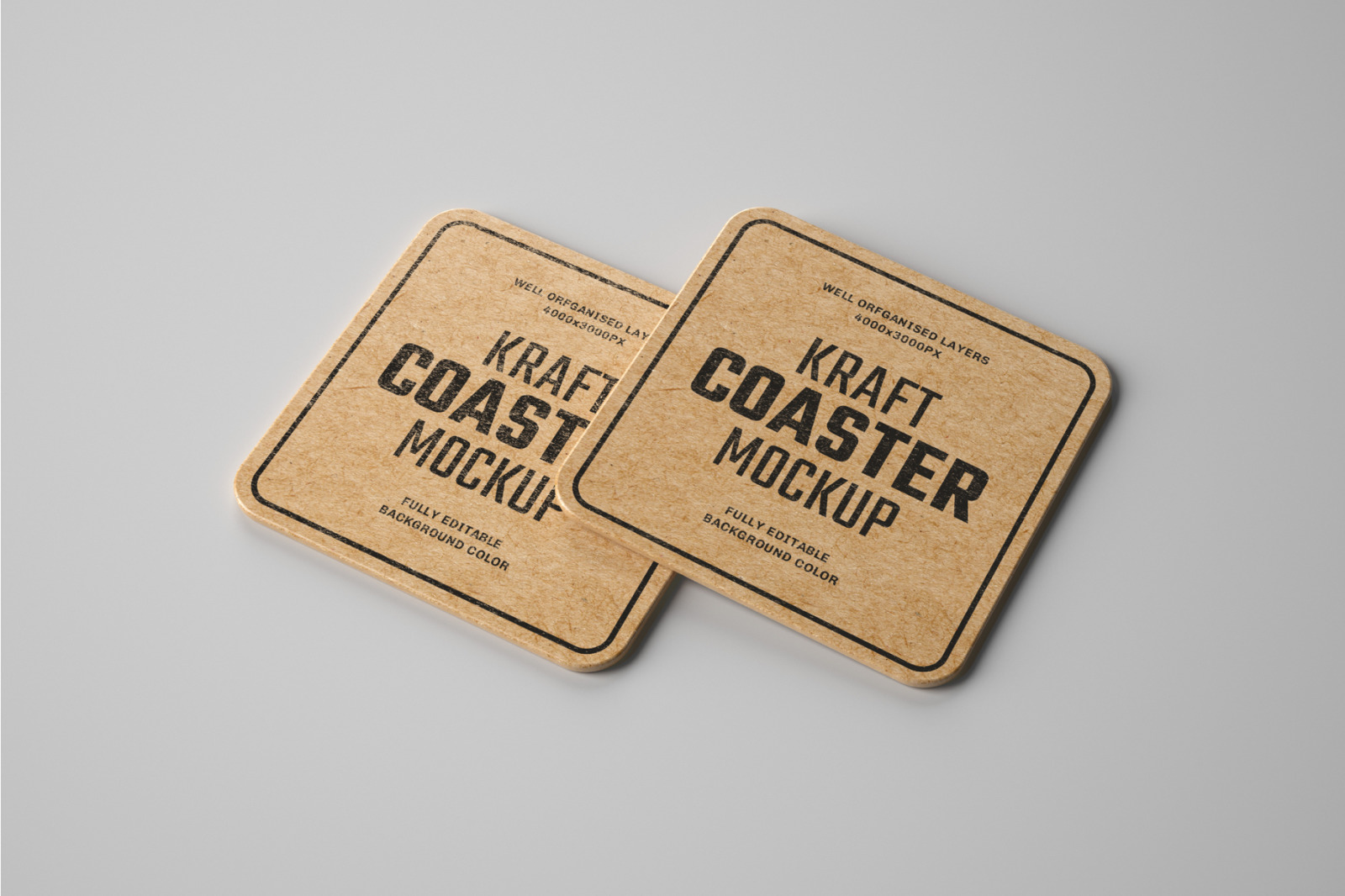 Kraft Beverage Coaster Mockup