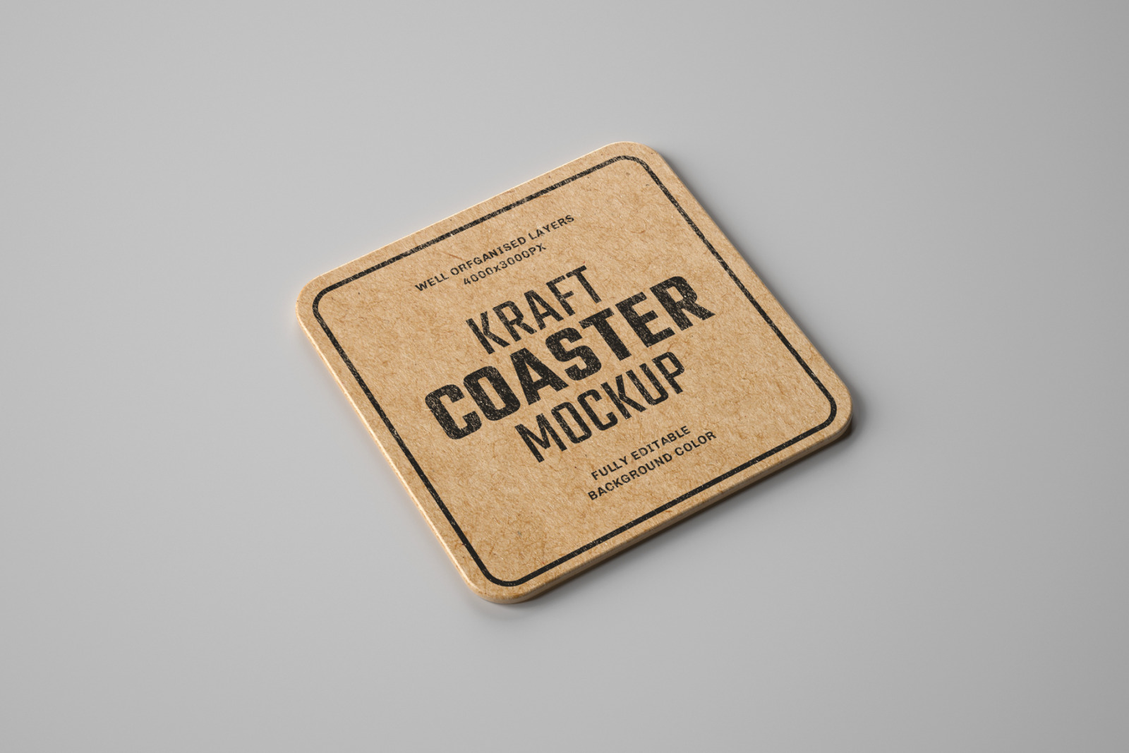 Kraft Beverage Coaster Mockup