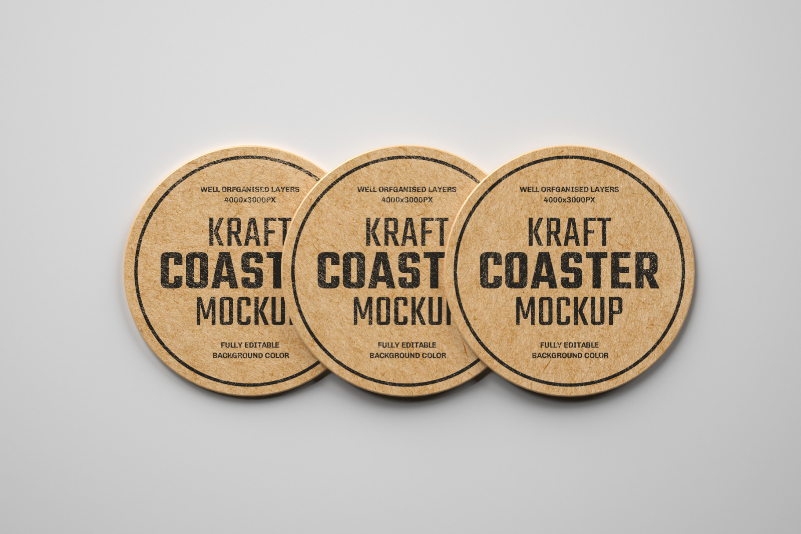 Kraft Beverage Coaster Mockup