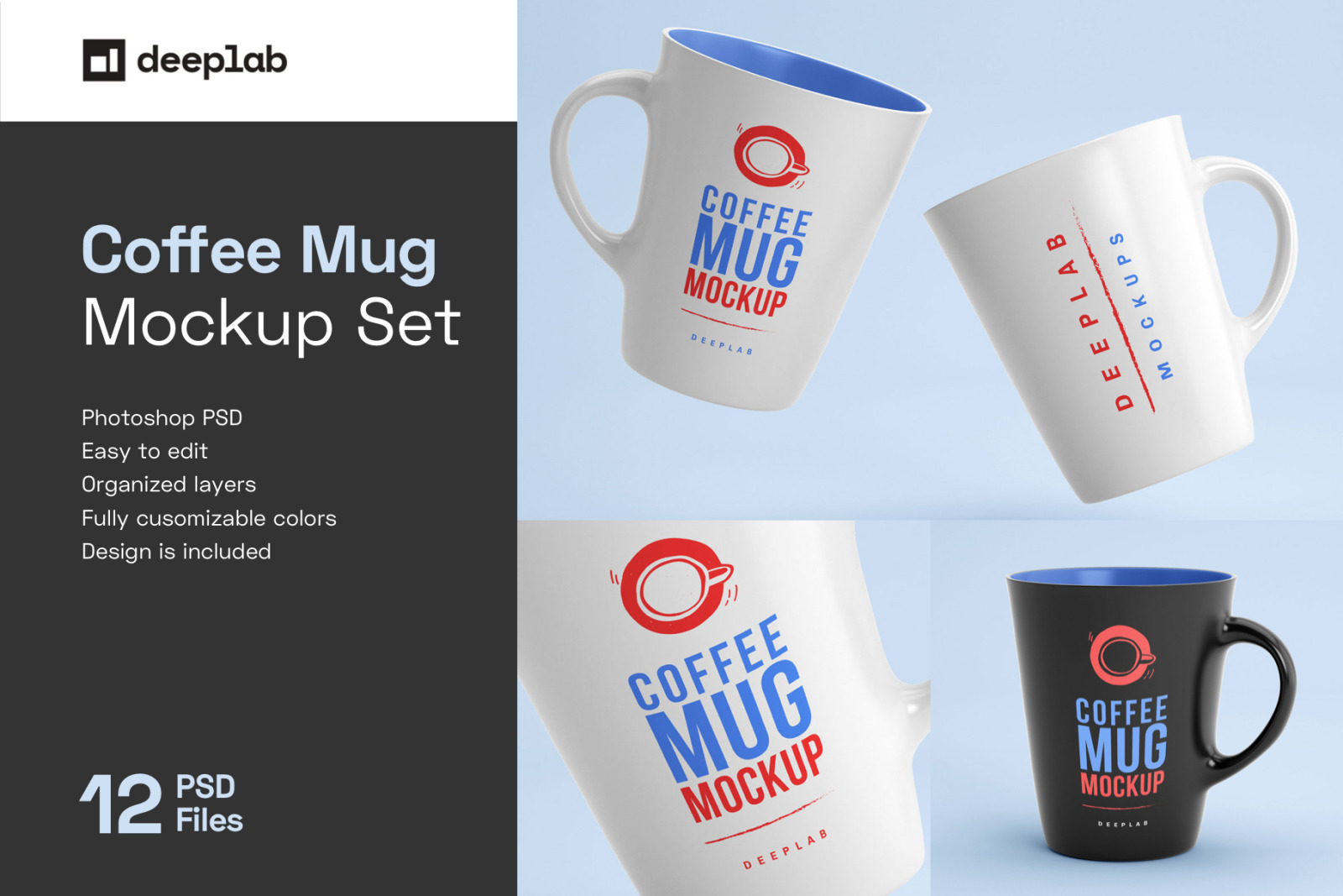 White and Black Mug Mockup set