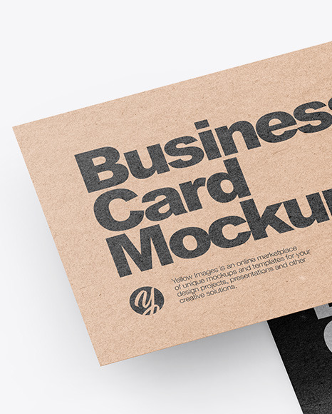 Two Kraft Business Cards Mockup