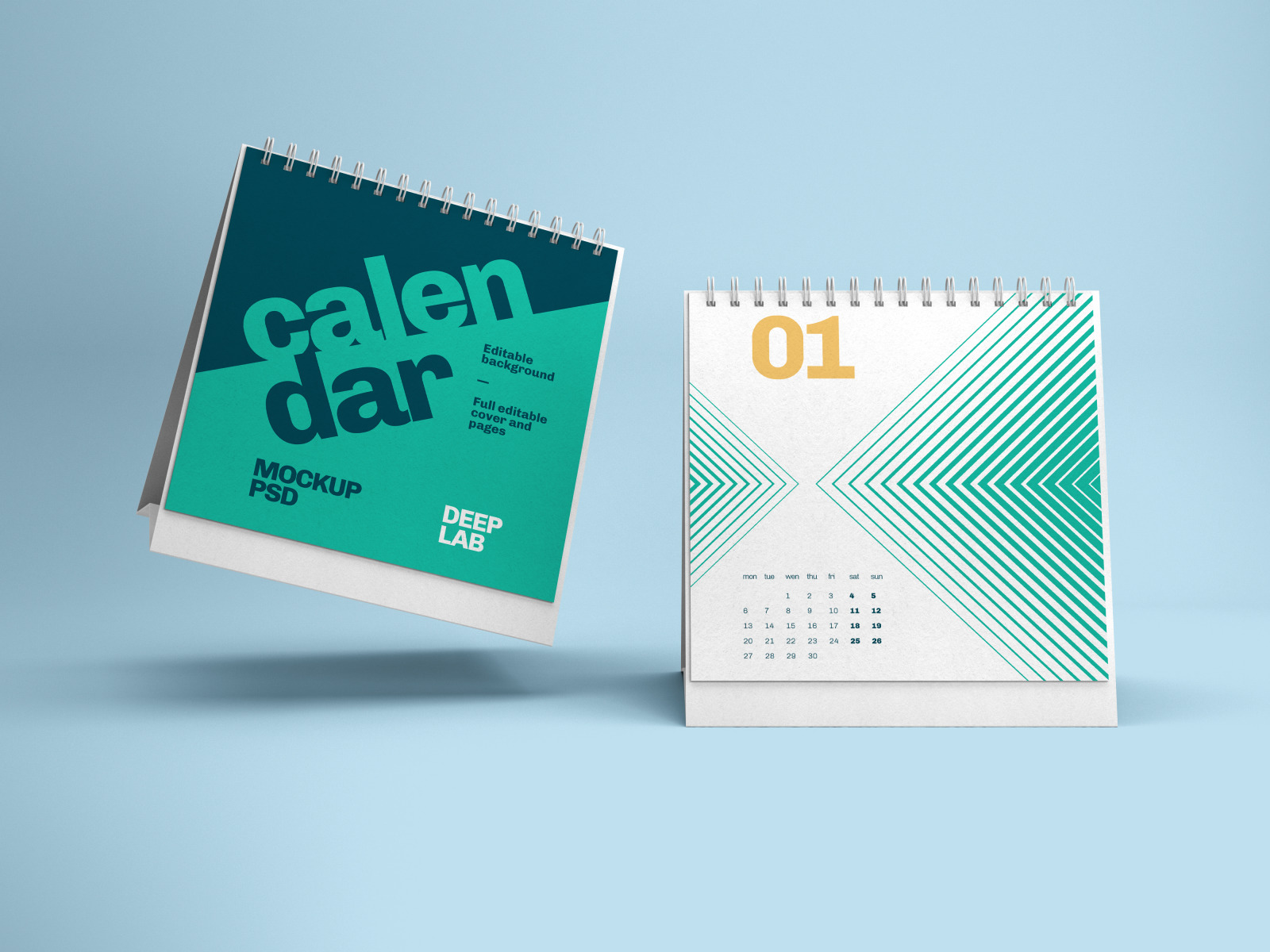 Vertical, Square, Horizontal Calendar Mockup Set