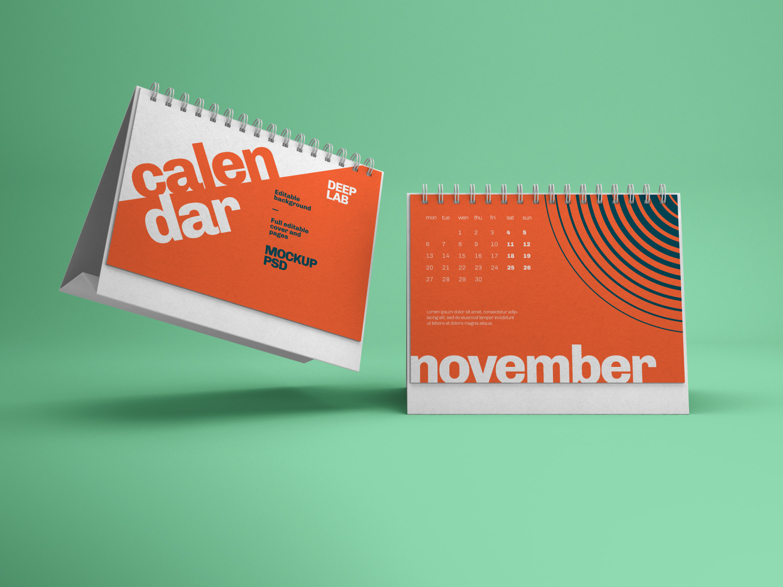 Vertical, Square, Horizontal Calendar Mockup Set