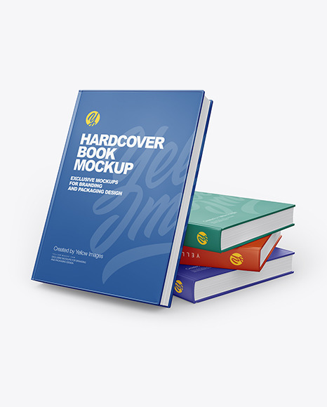 Hardcover Books w/ Glossy Cover Mockup