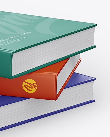 Hardcover Books w/ Glossy Cover Mockup