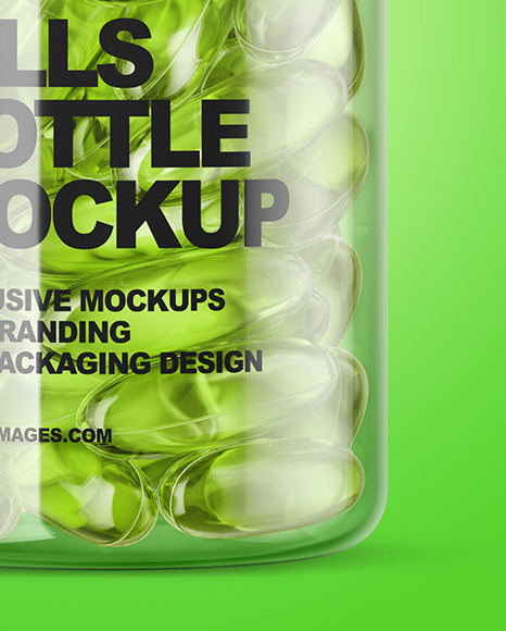 Clear Bottle with Soft Gel Capsules Mockup