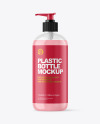 Clear Liquid Soap Bottle with Pump Mockup