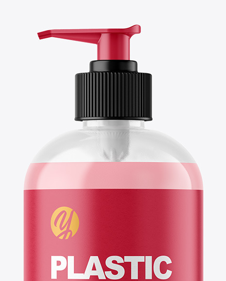 Clear Liquid Soap Bottle with Pump Mockup