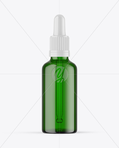 Green Glass Dropper Bottle Mockup