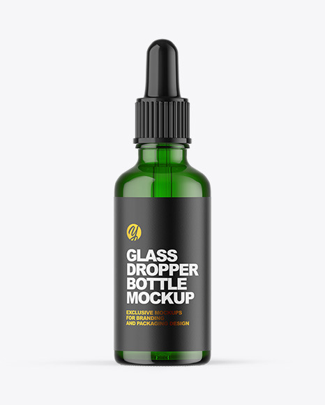 Green Glass Dropper Bottle Mockup