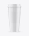 Glossy Coffee Cup w/ Holder Mockup