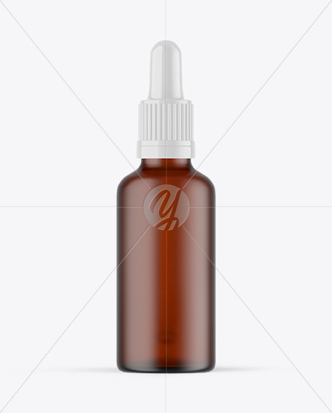 Frosted Amber Glass Dropper Bottle Mockup