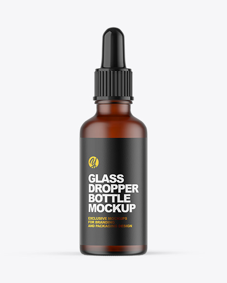 Frosted Amber Glass Dropper Bottle Mockup