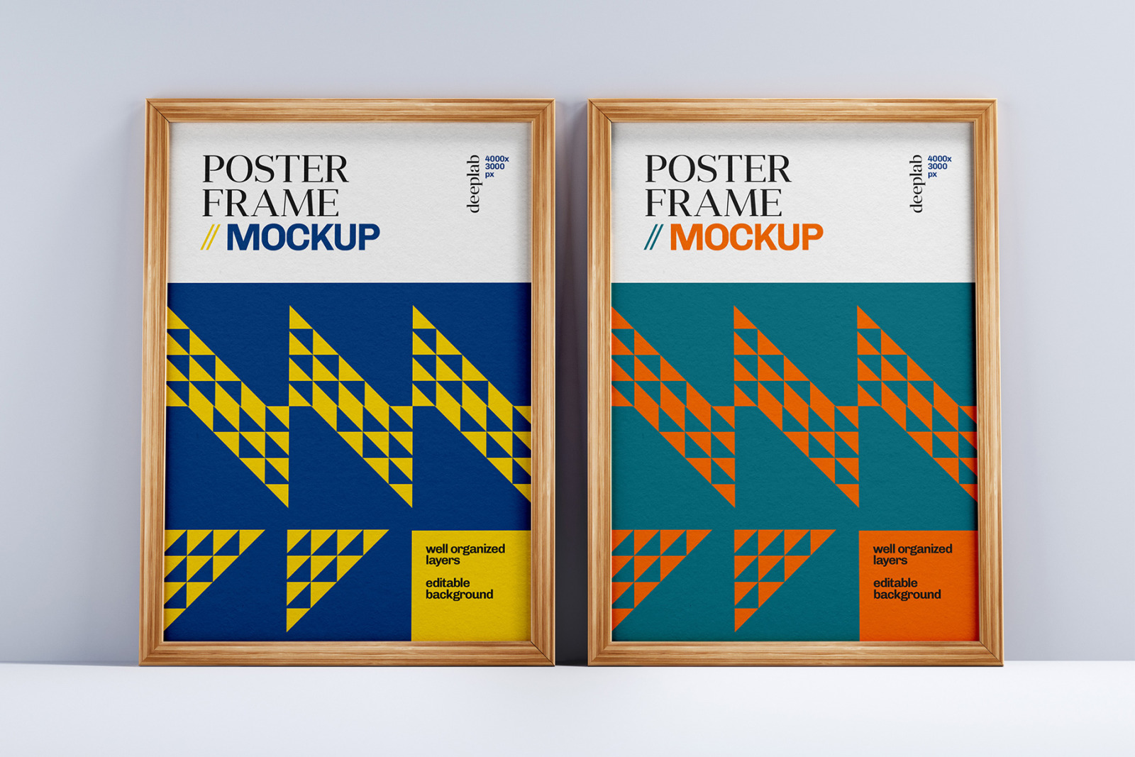 Wood Frame Poster Mockup Set