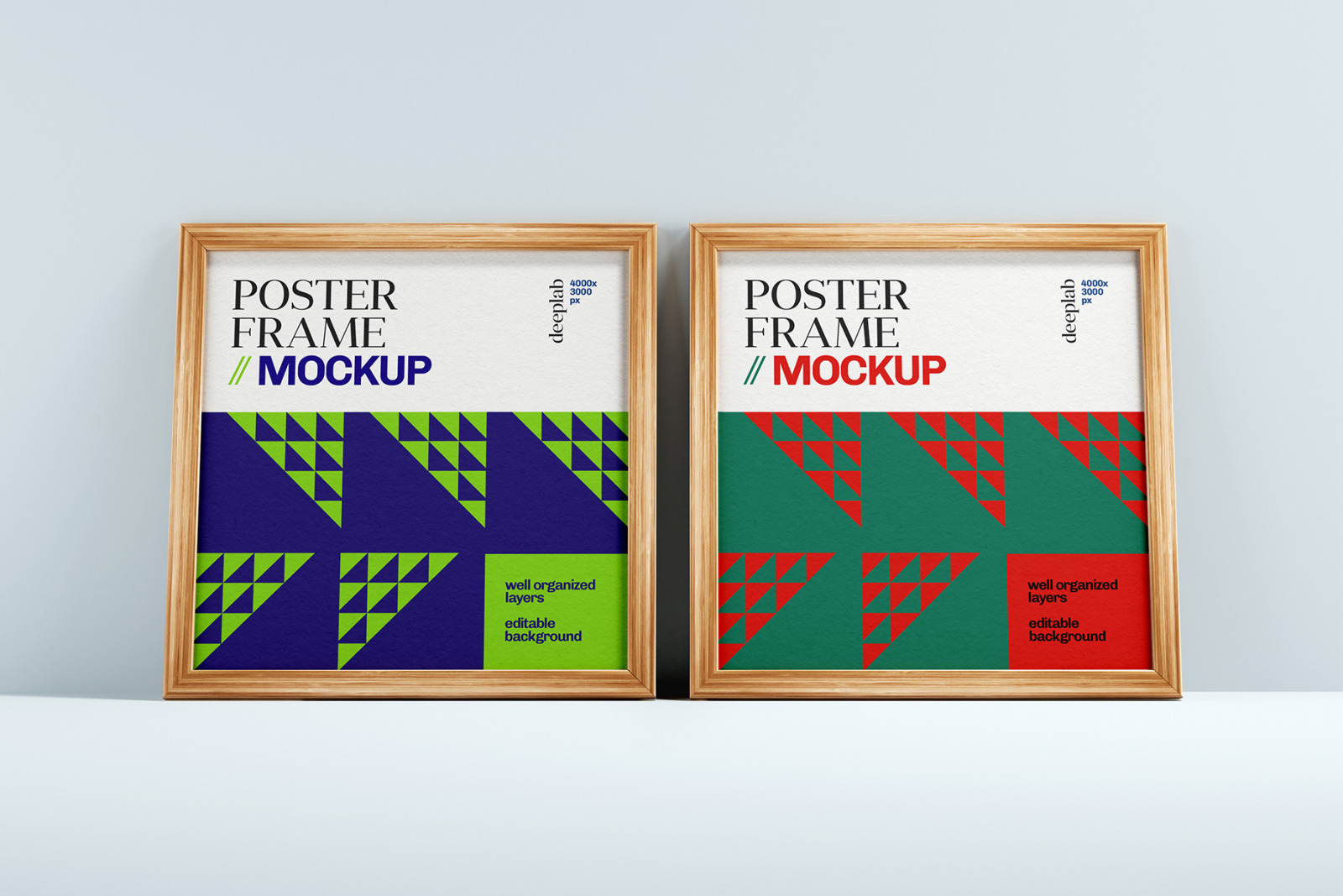 Wood Frame Poster Mockup Set