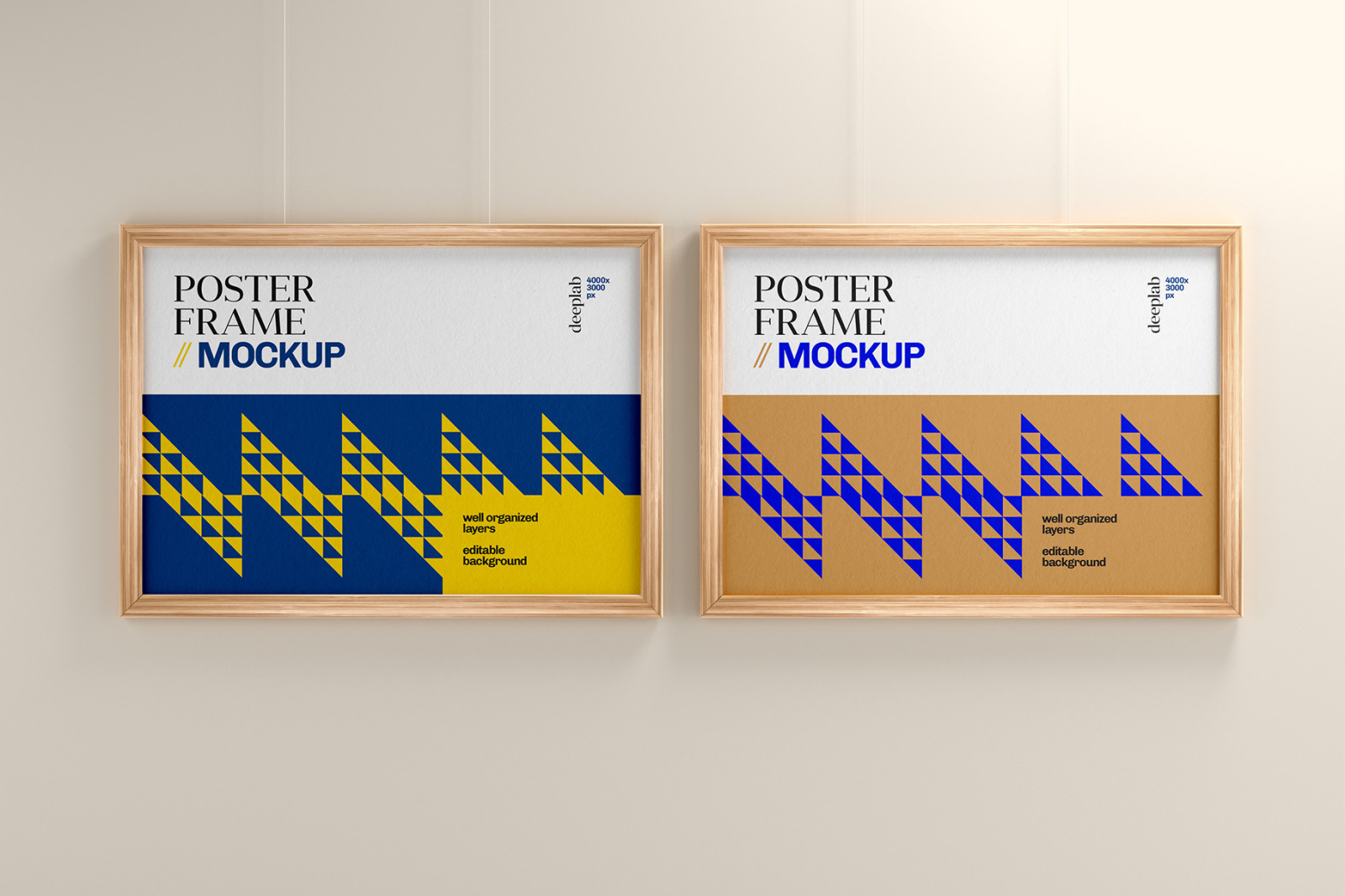 Wood Frame Poster Mockup Set Wood Frame Poster Mockup Set