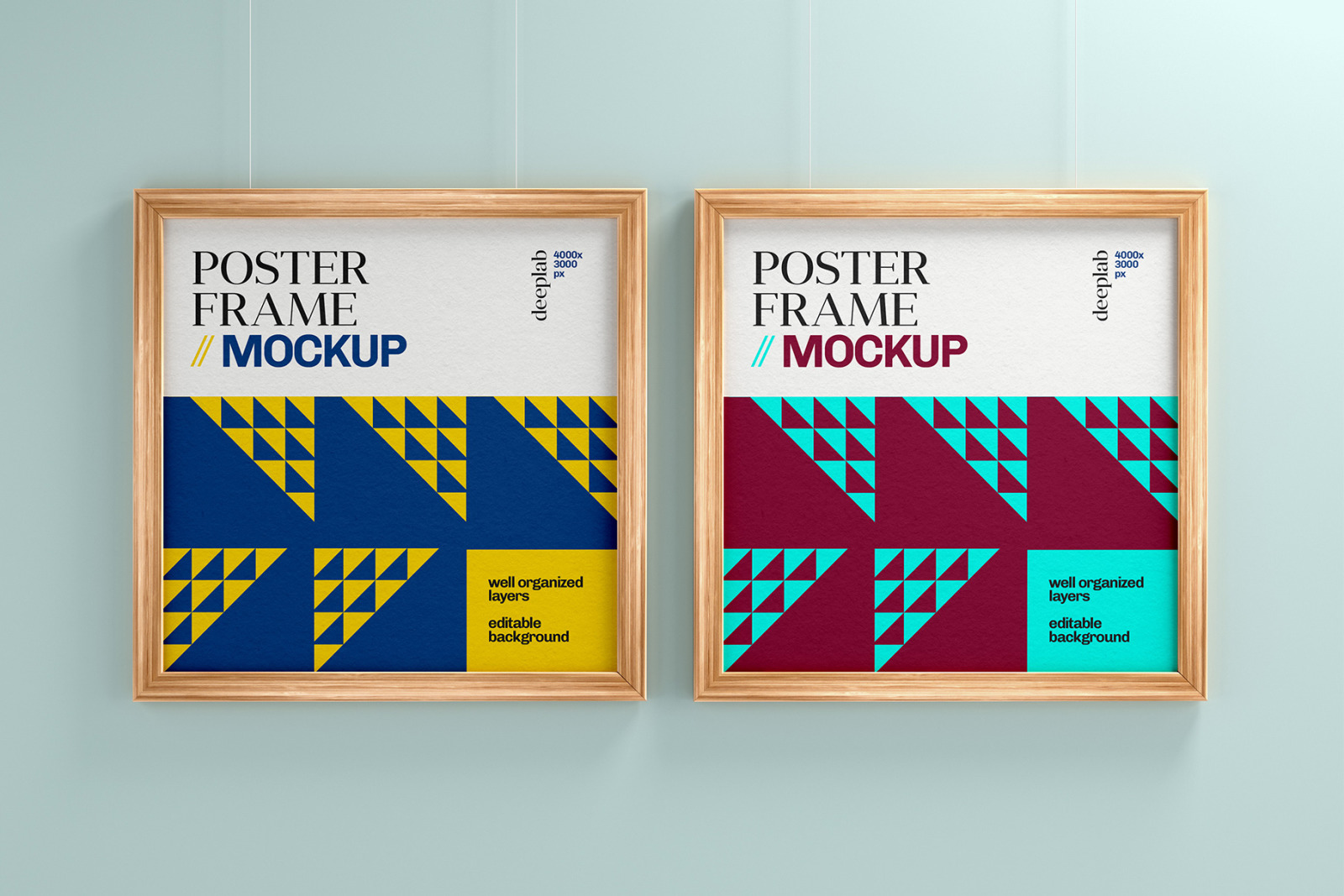 Wood Frame Poster Mockup Set Wood Frame Poster Mockup Set